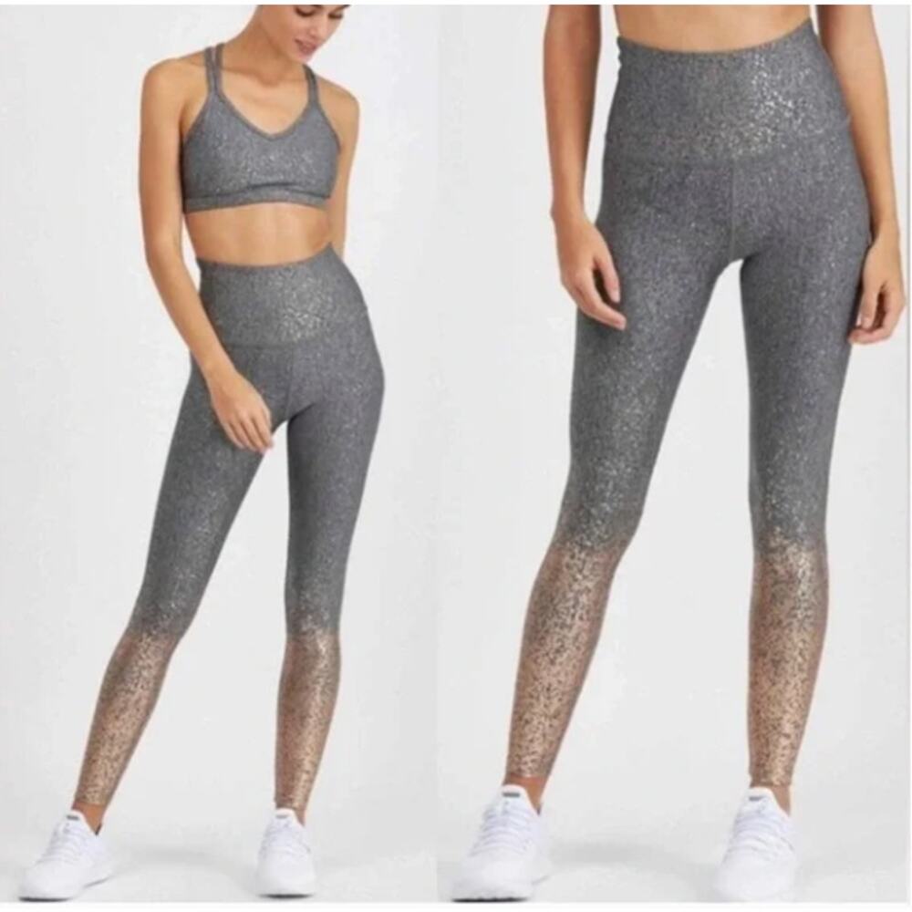 Beyond Yoga Alloy Ombre Speckle Leggings Gray Gold‎ Metallic S - Picture 2 of 6